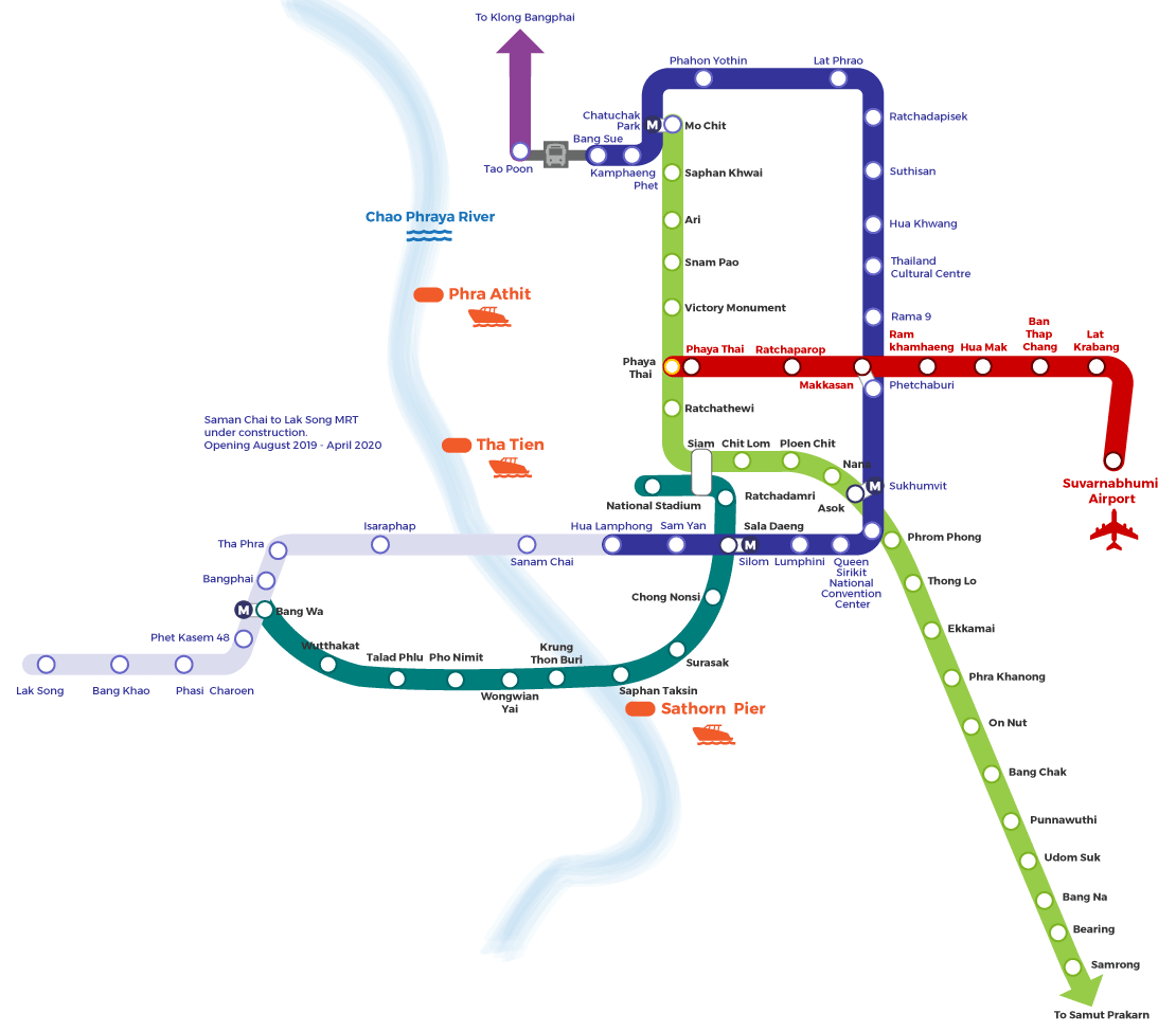 Метро в бангкоке схема