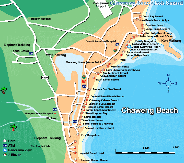 Карта самуи с отелями