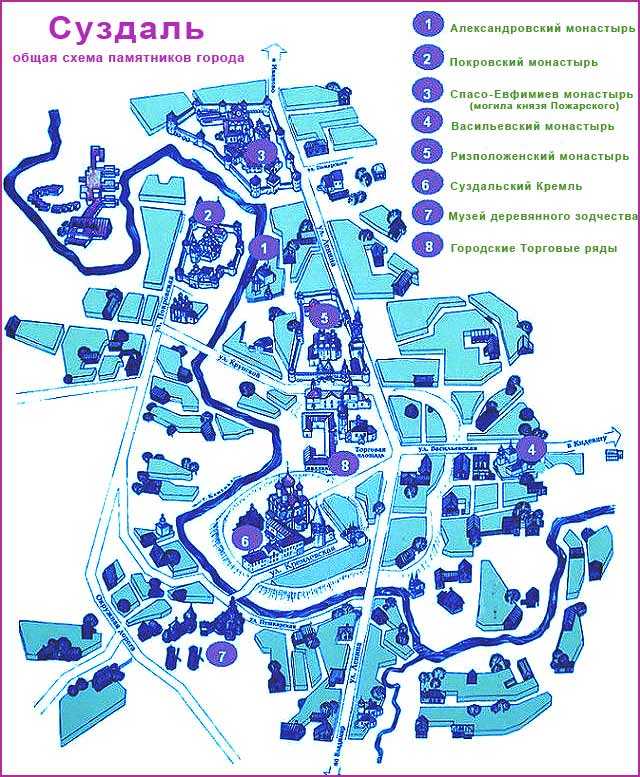 Карта суздаля подробная с улицами и домами со спутника