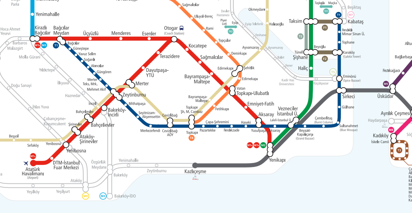 Карта метро стамбула на русском языке с достопримечательностями