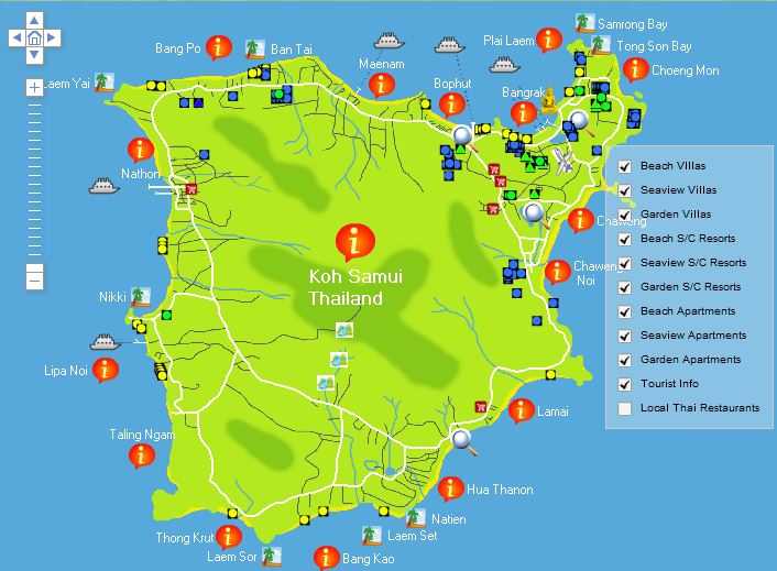Карта самуи с достопримечательностями