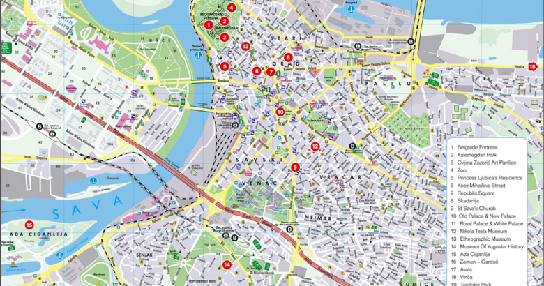 Карта белграда с достопримечательностями