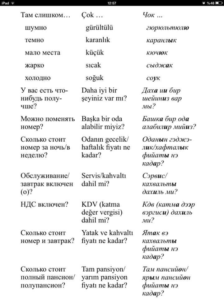 Турецкие слова в картинках с переводом для начинающих