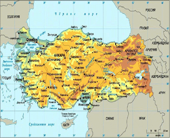 Географическая карта турции