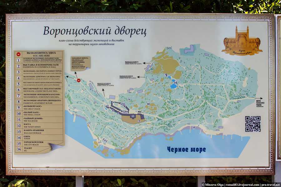 Схема воронцовского парка в алупке