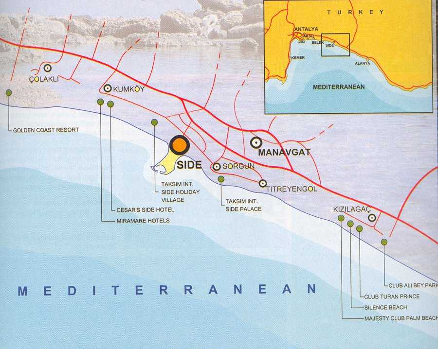 Курорты турции карта побережья