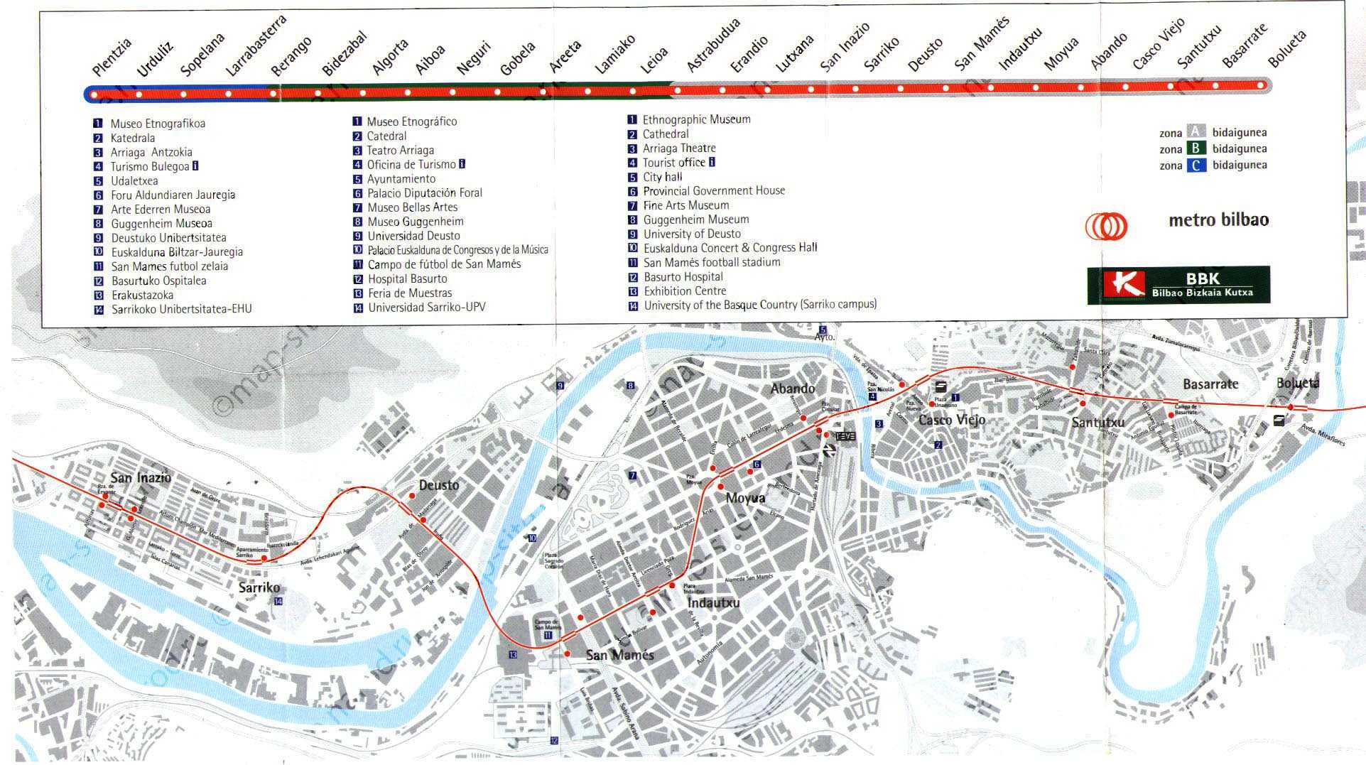 Карта бильбао с достопримечательностями на русском языке