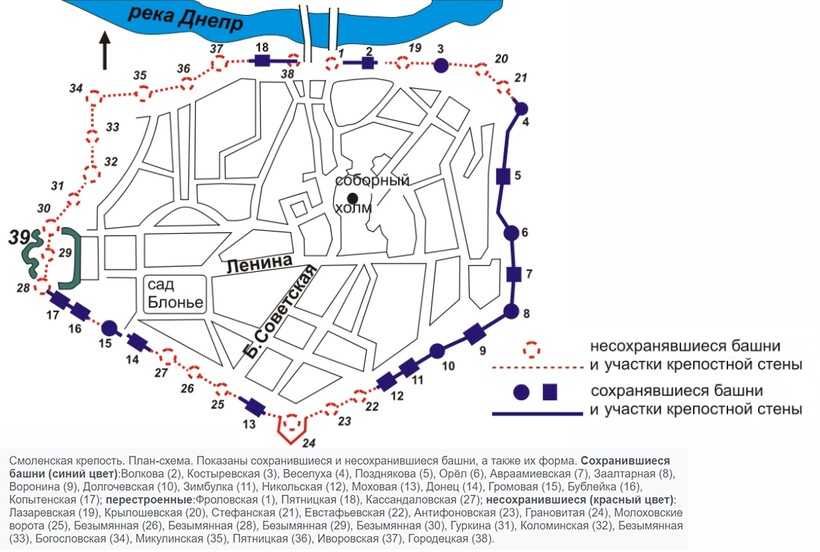 Карта смоленской крепости