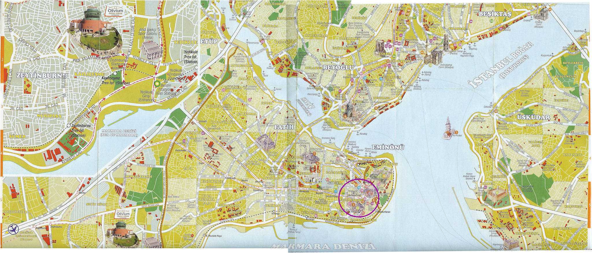 Карта достопримечательностей стамбула