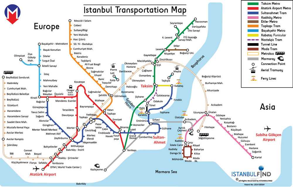 Карта метрополитена стамбула