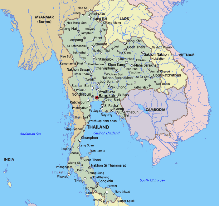 Тайланд на карте мира, где находится тайланд