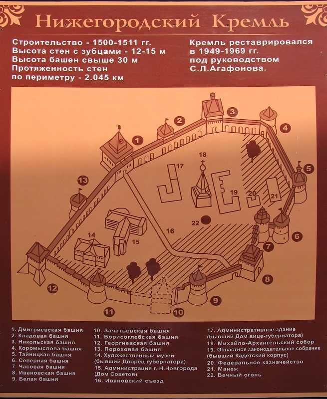 Схема кремля нижний новгород