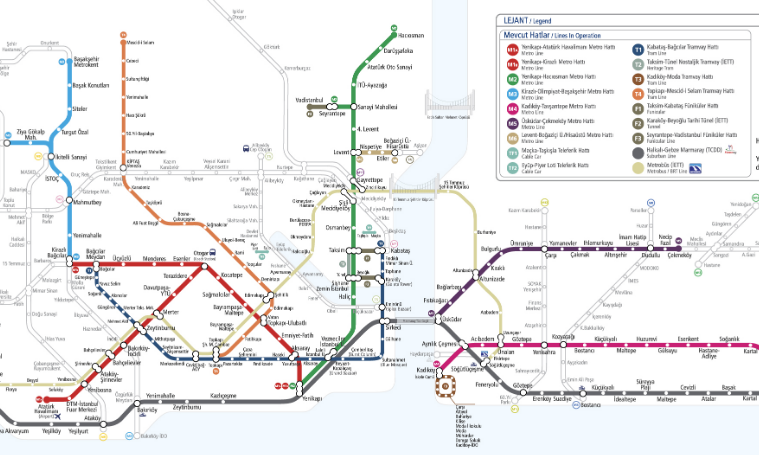 Схема метробуса в стамбуле