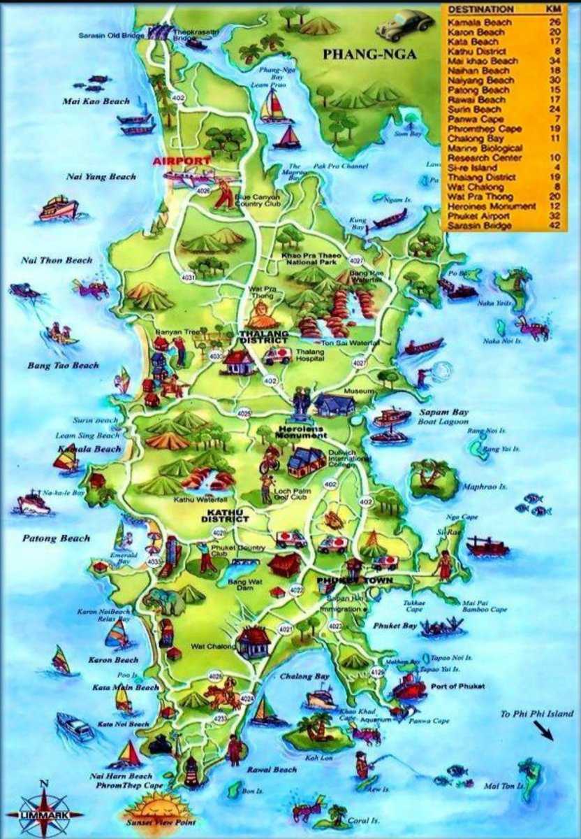 карта пхукета с пляжами