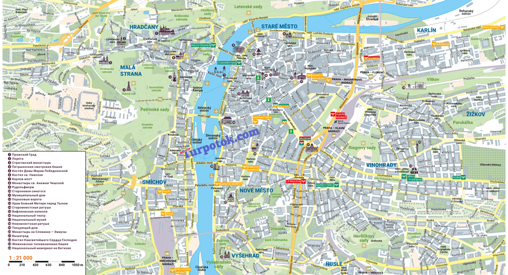Карта праги на русском языке с достопримечательностями