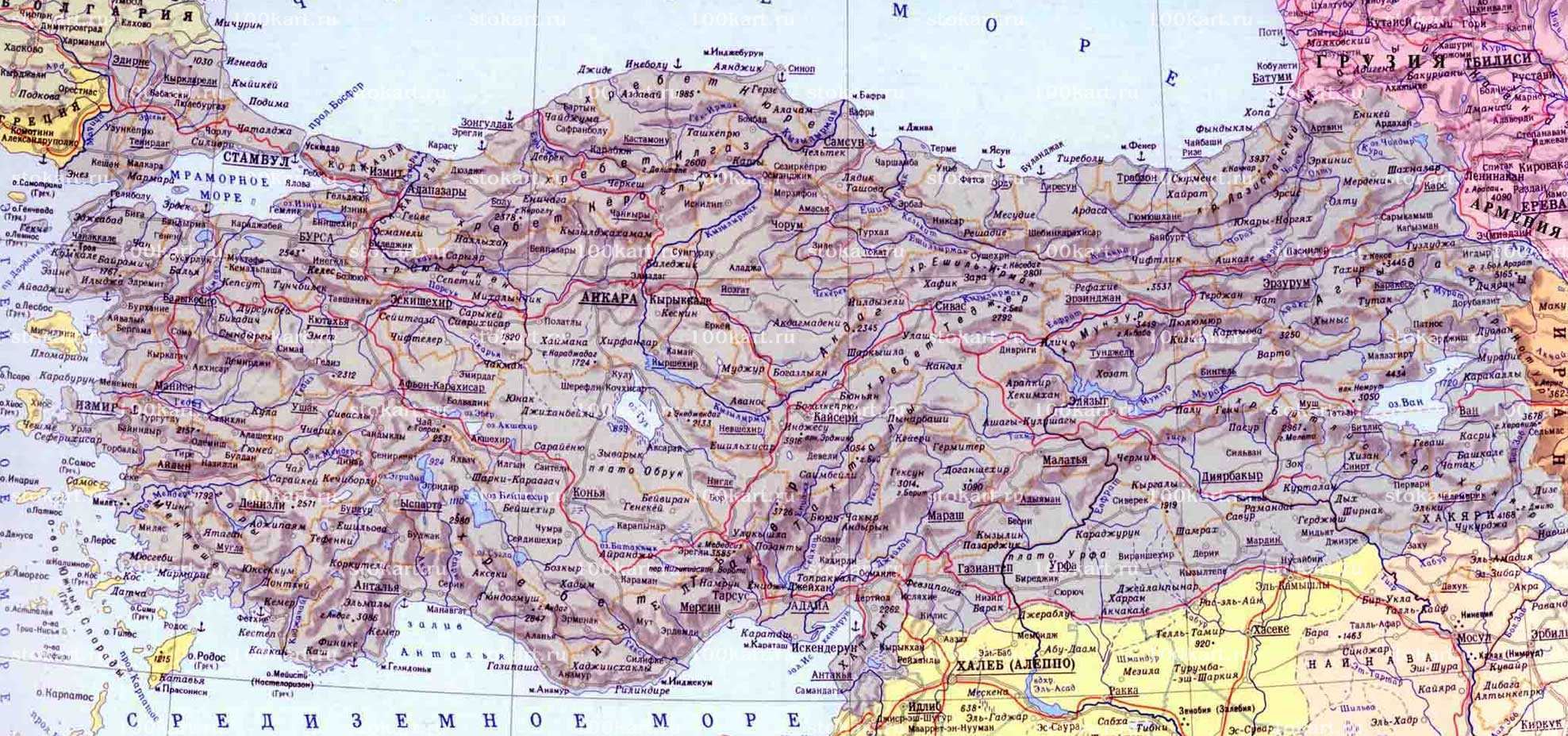 Турция на карте 5. Карта Турции подробная с городами и поселками. Карта Турции географическая крупная. Юг Турции на карте.