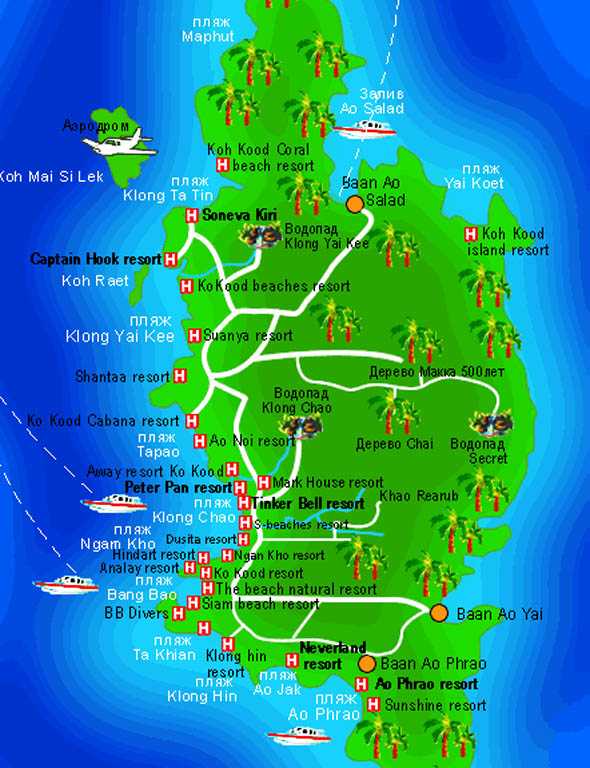 Карта пхукета с пляжами на русском языке с пляжами и отелями